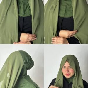 Home chiffon hijab with a cotton neckline